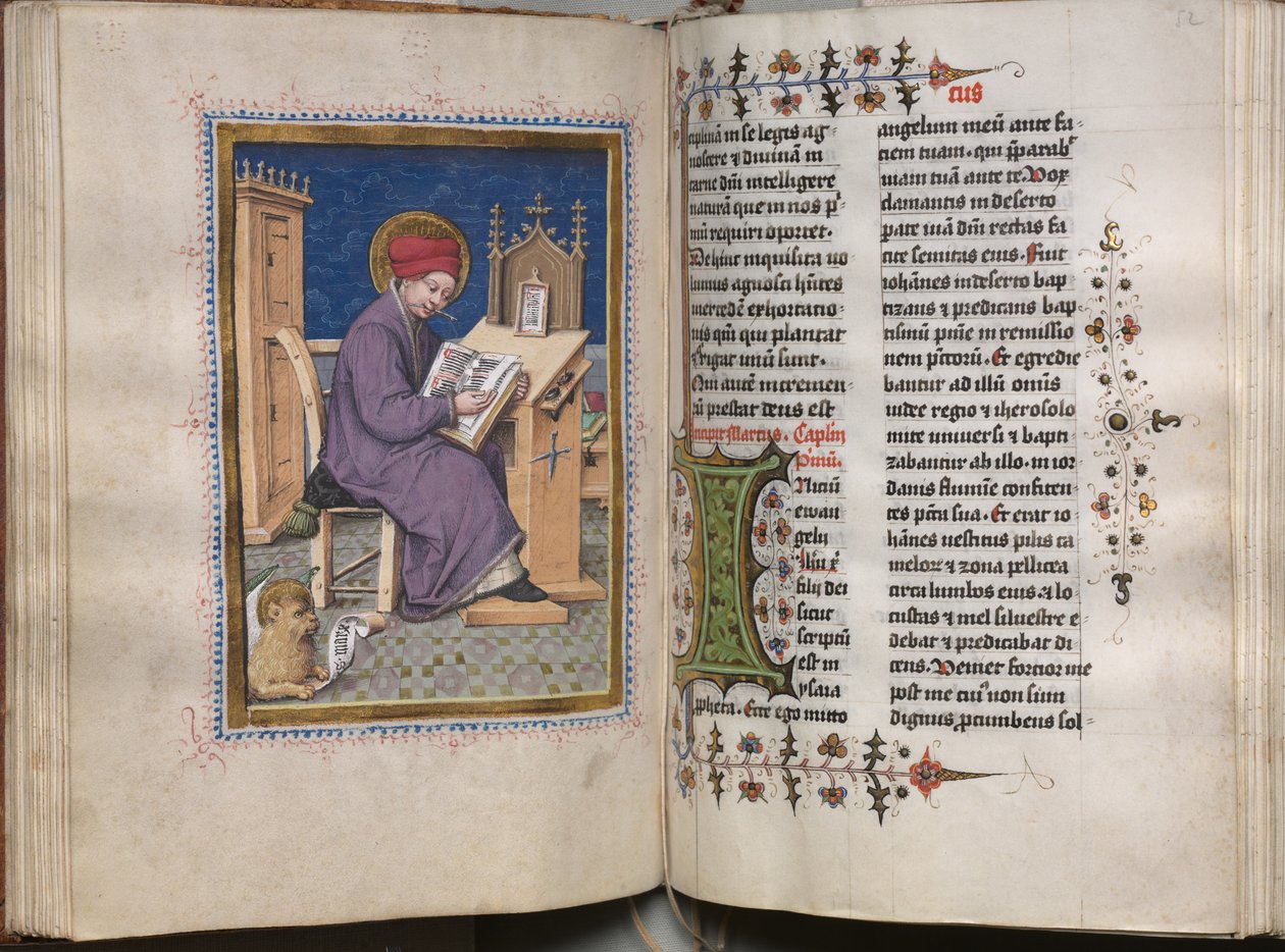 Libro de los Evangelios con Retratos de Evangelistas: Inicial Decorada de Hausbuch Master