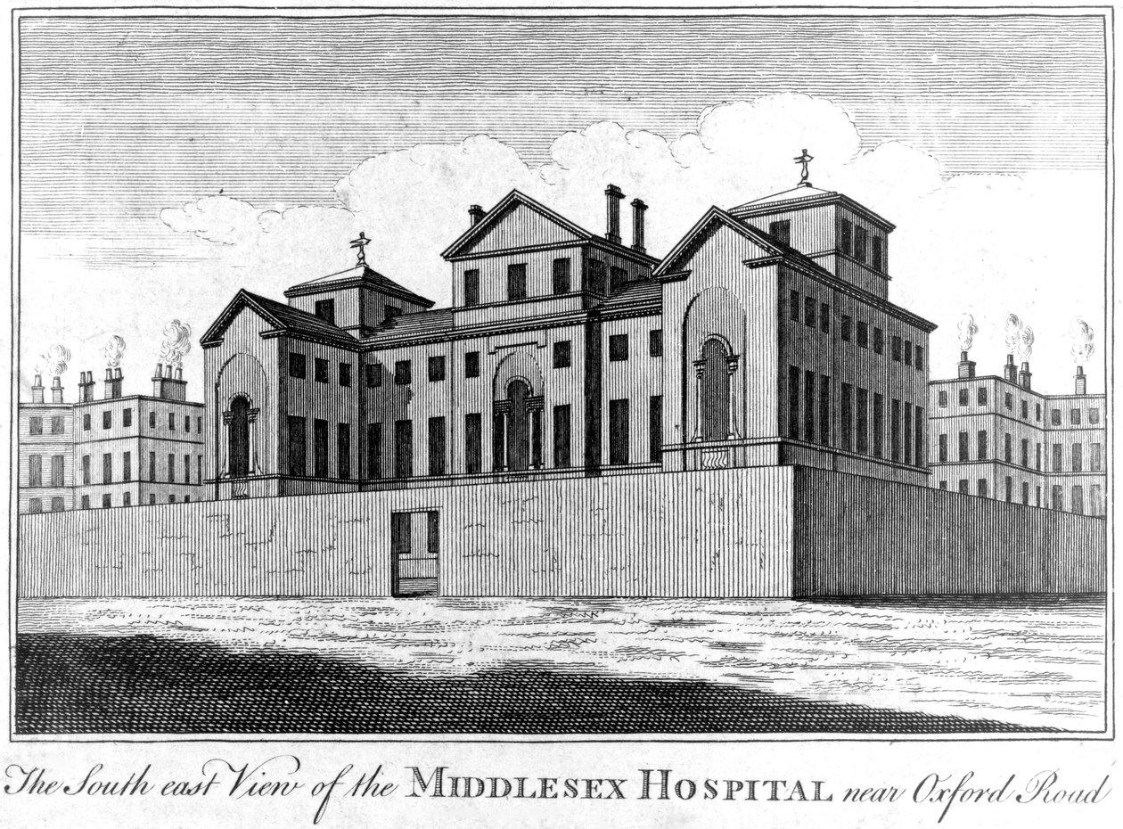 Vista sureste del Hospital de Middlesex, 1745 de Haynes King