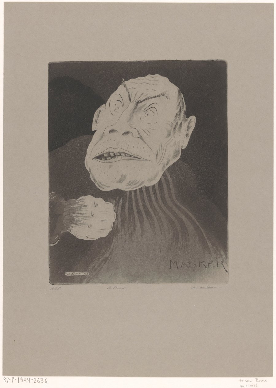 De bruut (título original del objeto)
Masker (título original de la serie en el objeto) de Hein von Essen (signed by artist)