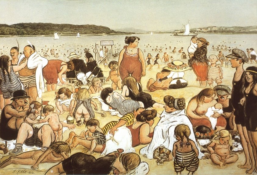 Vida de playa en Berlín 1912 de Heinrich Zille