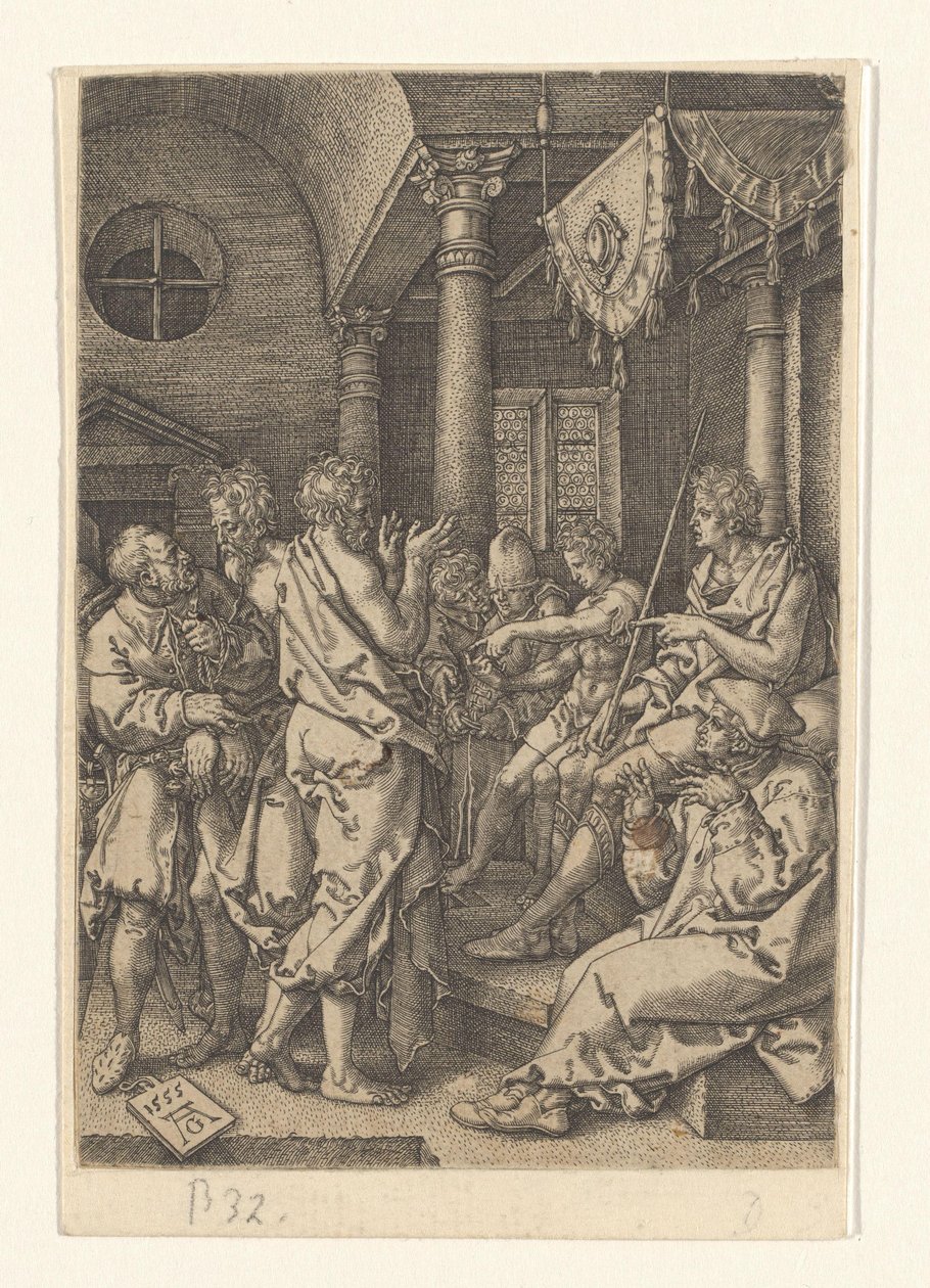 Daniel interroga a los ancianos Historia de Susanna (título de la serie) de Heinrich Aldegrever
