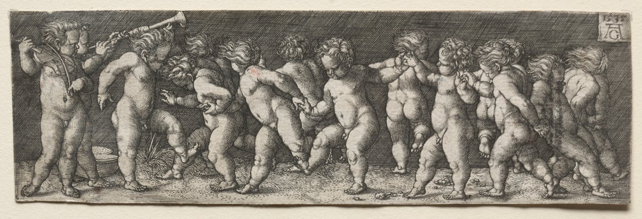 Quince niños desnudos bailando de Heinrich Aldegrever
