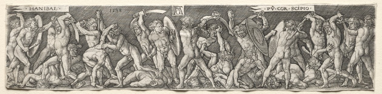 Aníbal luchando contra Escipión, 1538 de Heinrich Aldegrever