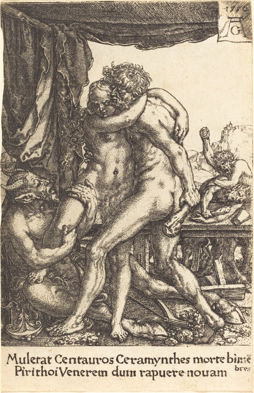 Hércules previniendo a los centauros del rapto de Hipodamía de Heinrich Aldegrever