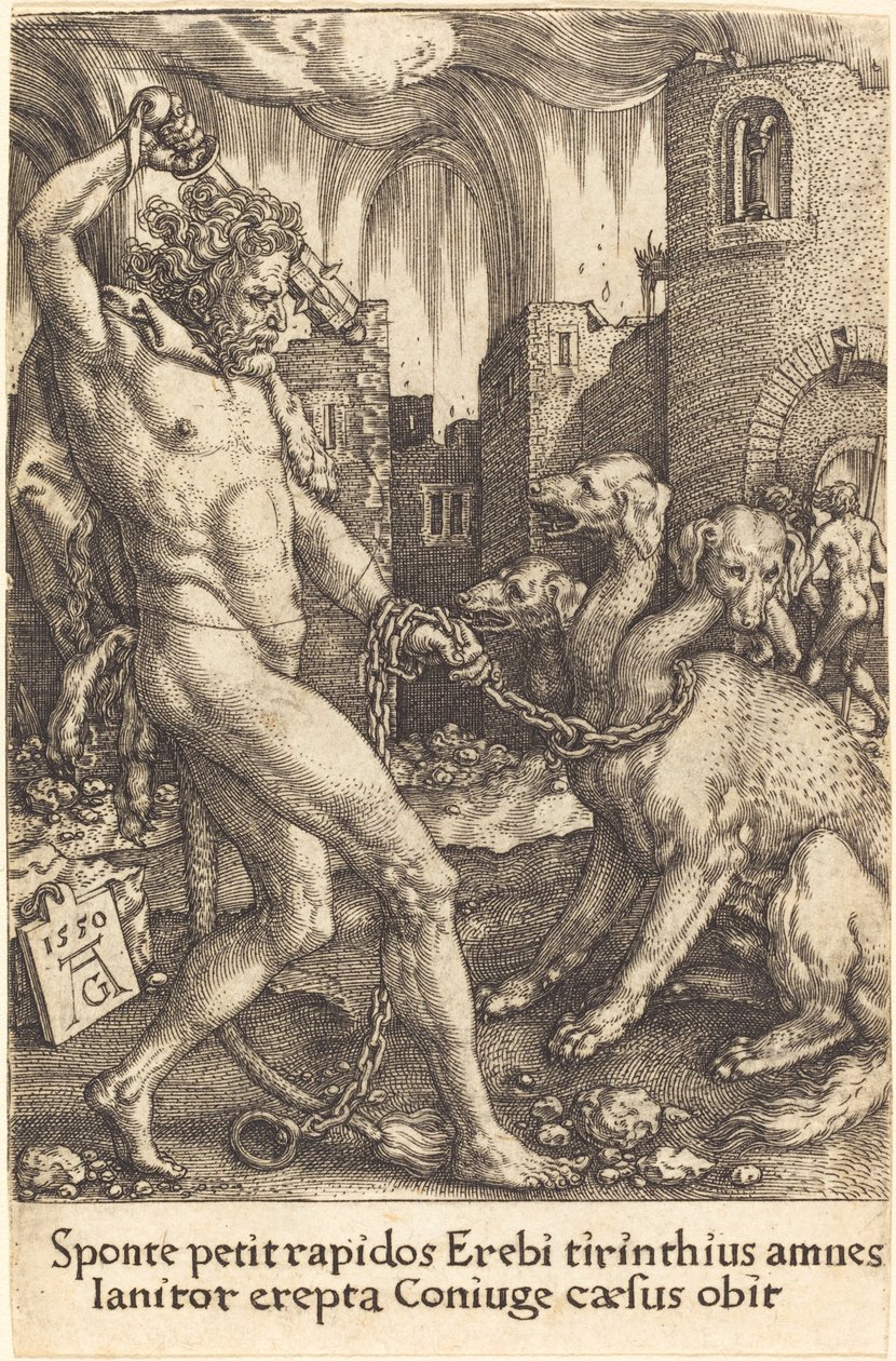 Hércules y Cerbero de Heinrich Aldegrever