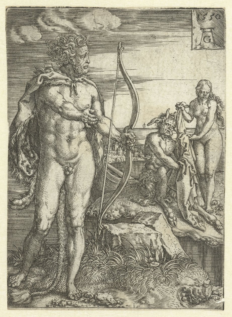 Hércules salva a Deianira de Nessus Trabajos de Hércules (título de la serie) de Heinrich Aldegrever