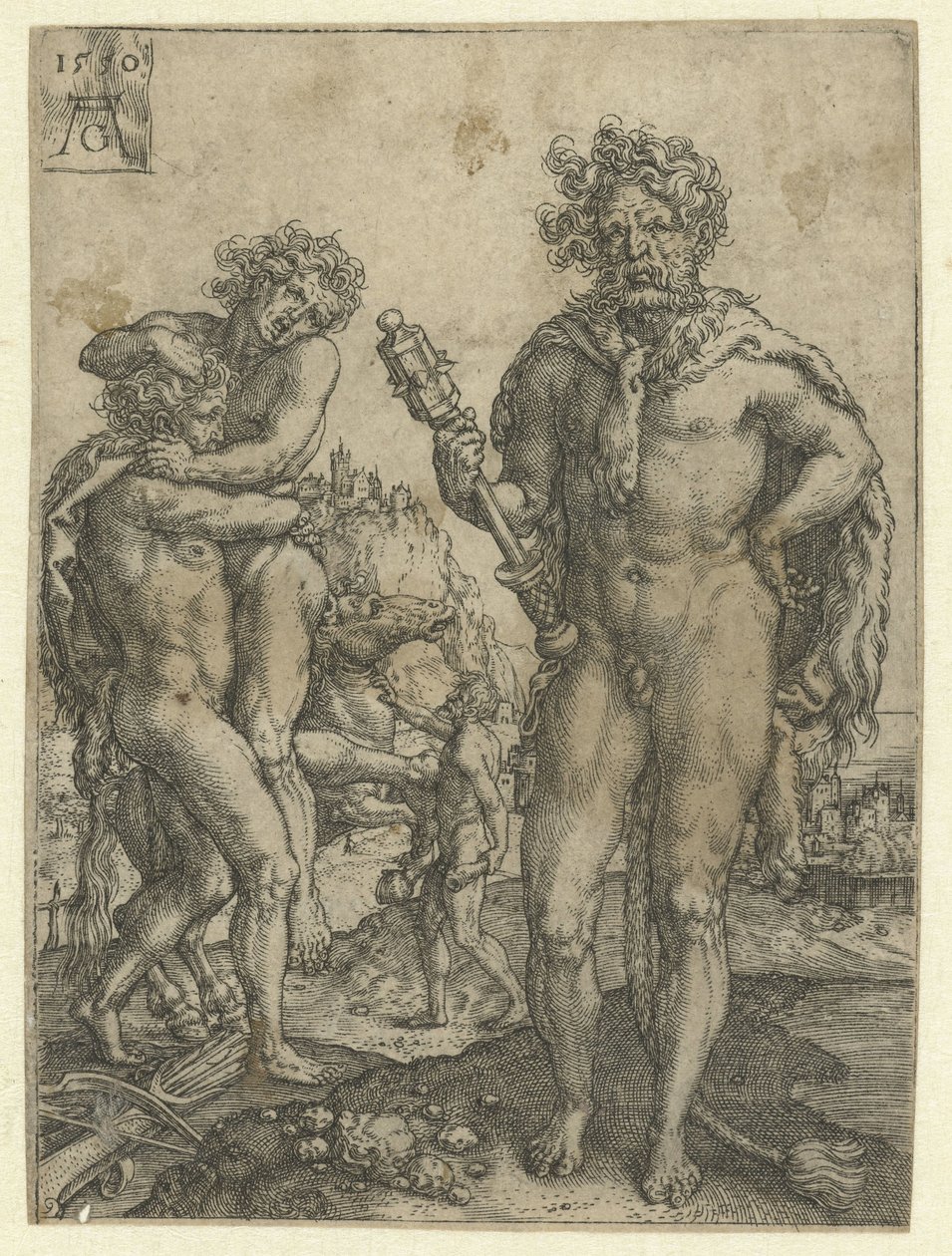 Hércules derrota a Anteo Trabajos de Hércules (título de la serie) de Heinrich Aldegrever
