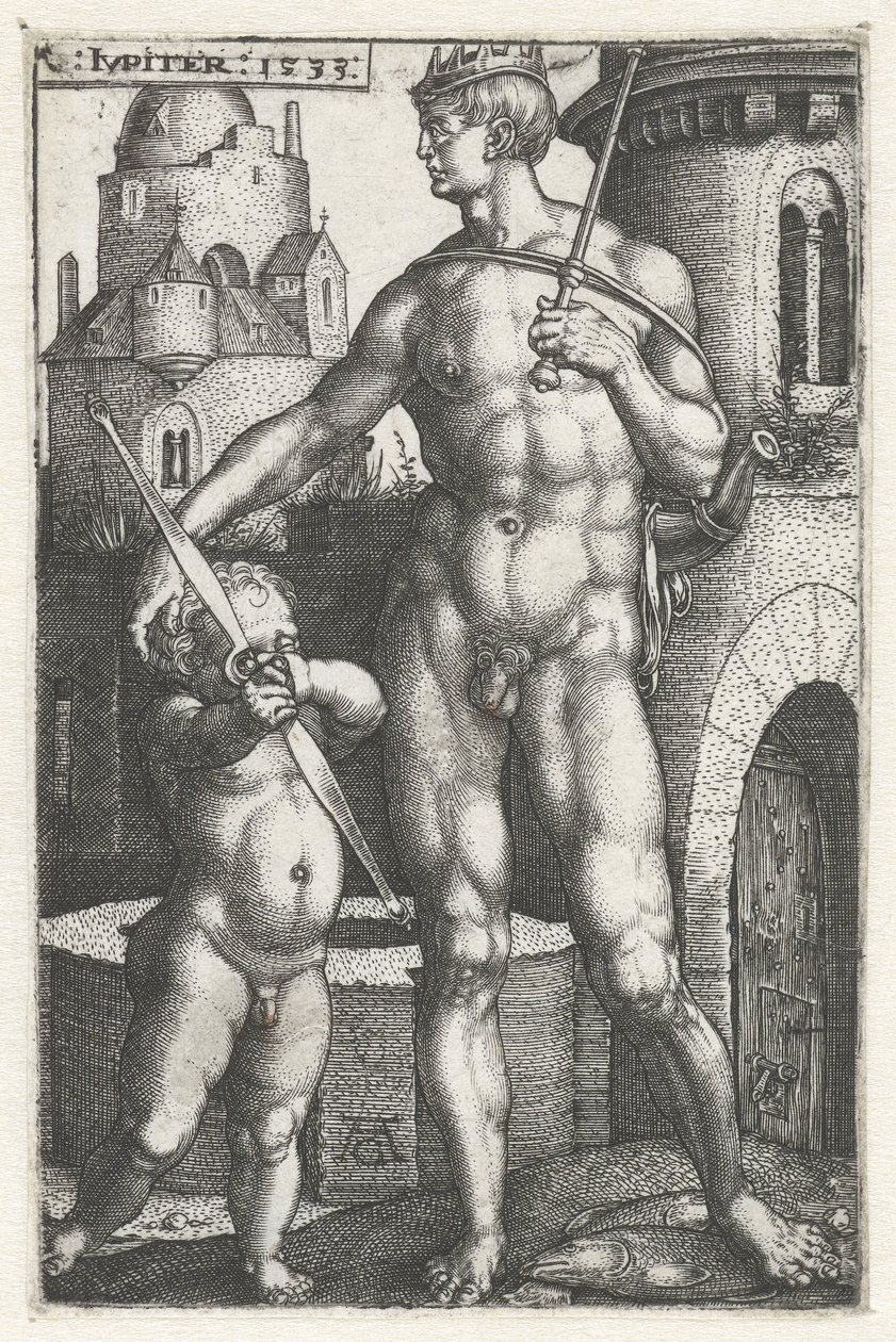 Júpiter (título sobre el objeto) Los siete planetas (título de la serie) de Heinrich Aldegrever