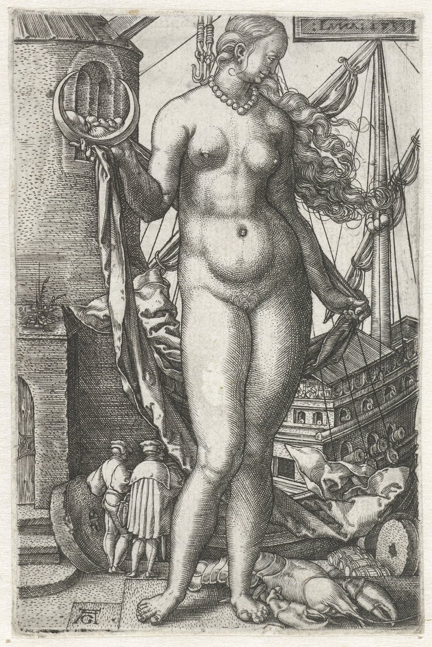 Luna (título sobre objeto) Diana Los siete planetas (título de la serie) de Heinrich Aldegrever