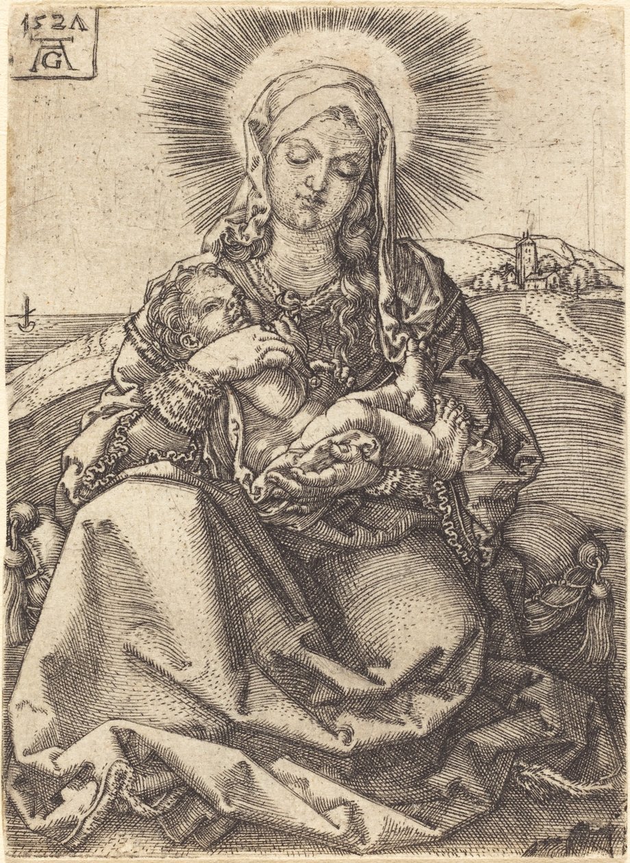 Madonna en un paisaje sentada en un cojín, 1527 de Heinrich Aldegrever