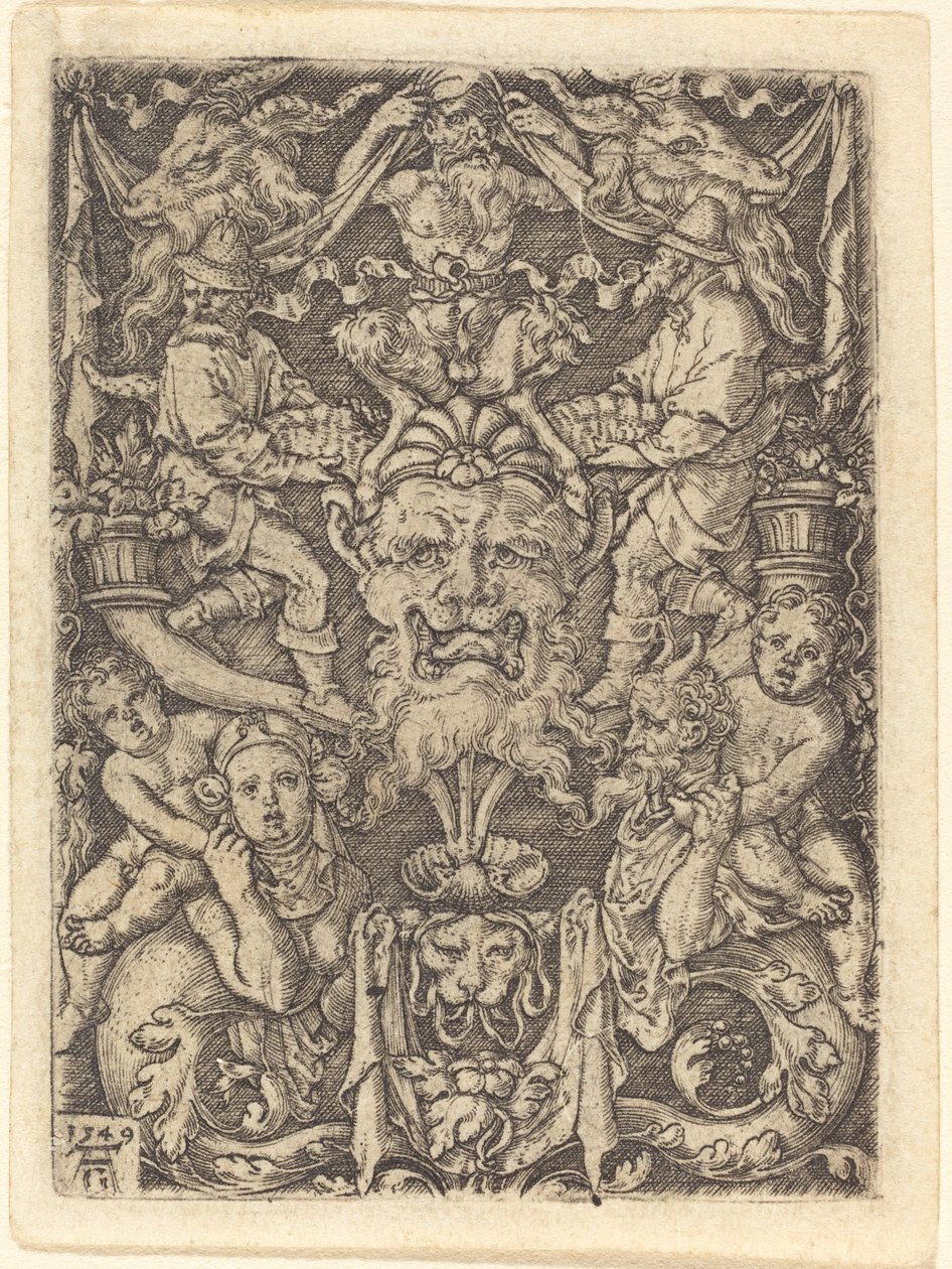 Ornamento con máscara de Heinrich Aldegrever