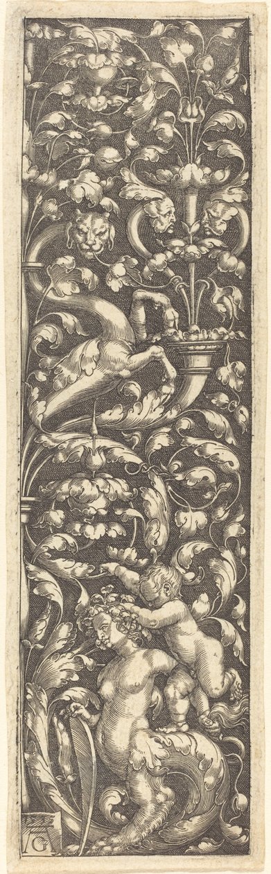 Ornamento con un niño en la espalda de una esfinge, 1535 de Heinrich Aldegrever