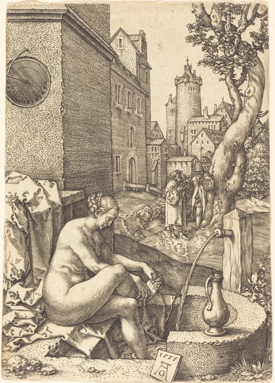 Susana sorprendida por los dos ancianos, 1555 de Heinrich Aldegrever