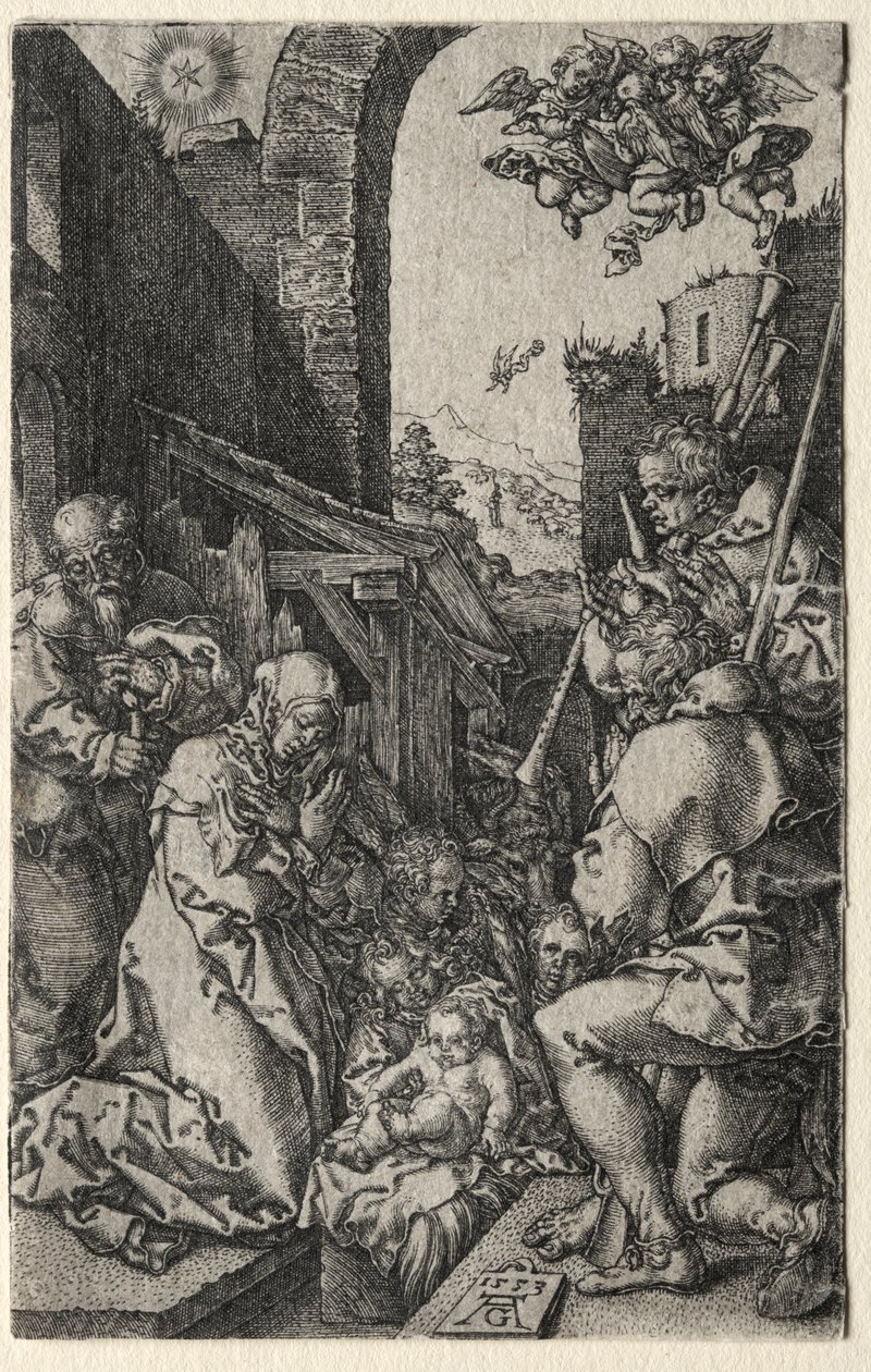 La adoración de los pastores de Heinrich Aldegrever