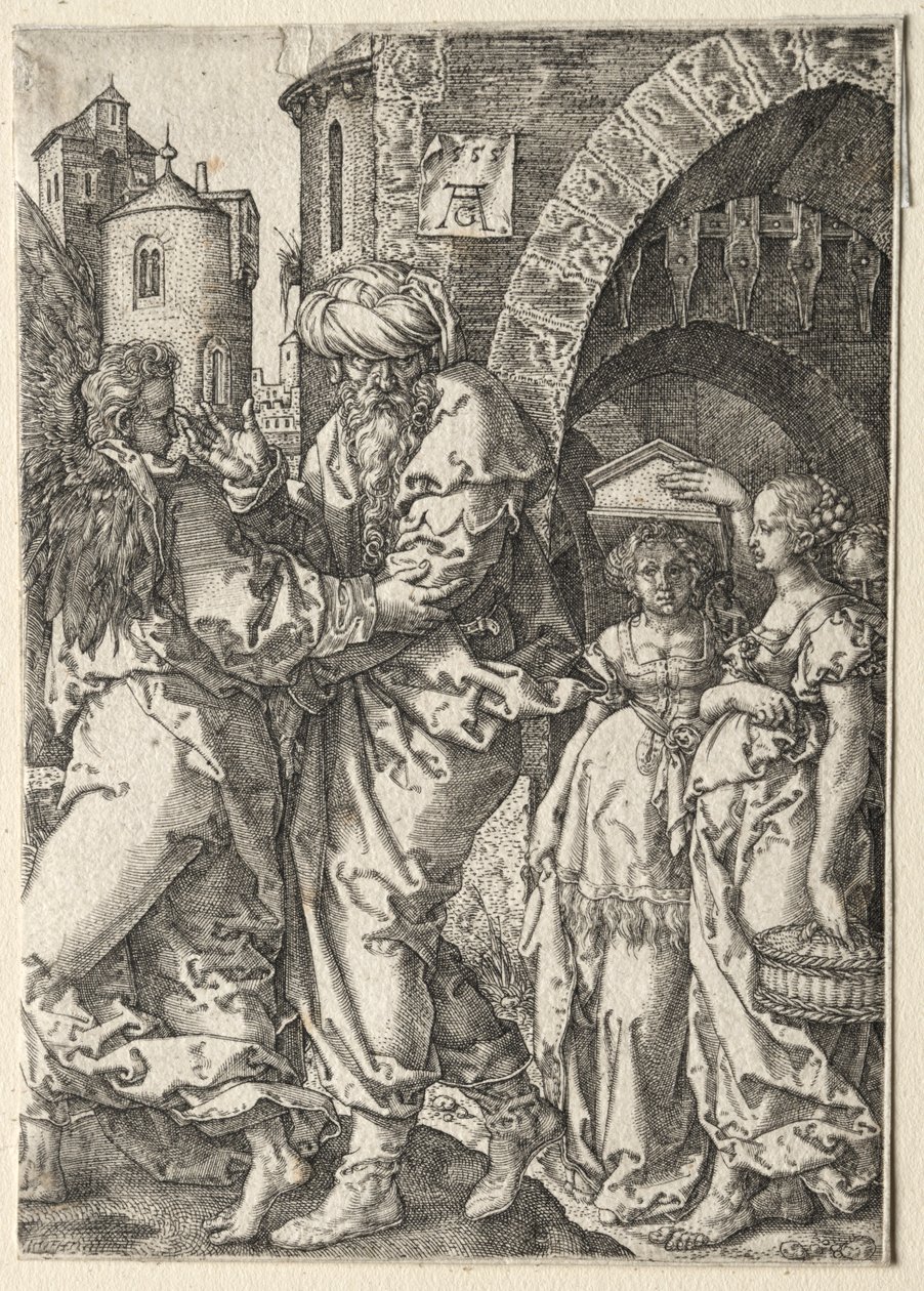 La Historia de Lot: Lot y su Familia Huyendo de Sodoma, 1555 de Heinrich Aldegrever