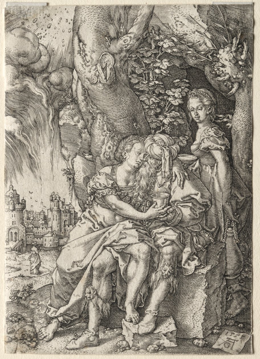 La historia de Lot: Lot con sus hijas, 1555 de Heinrich Aldegrever