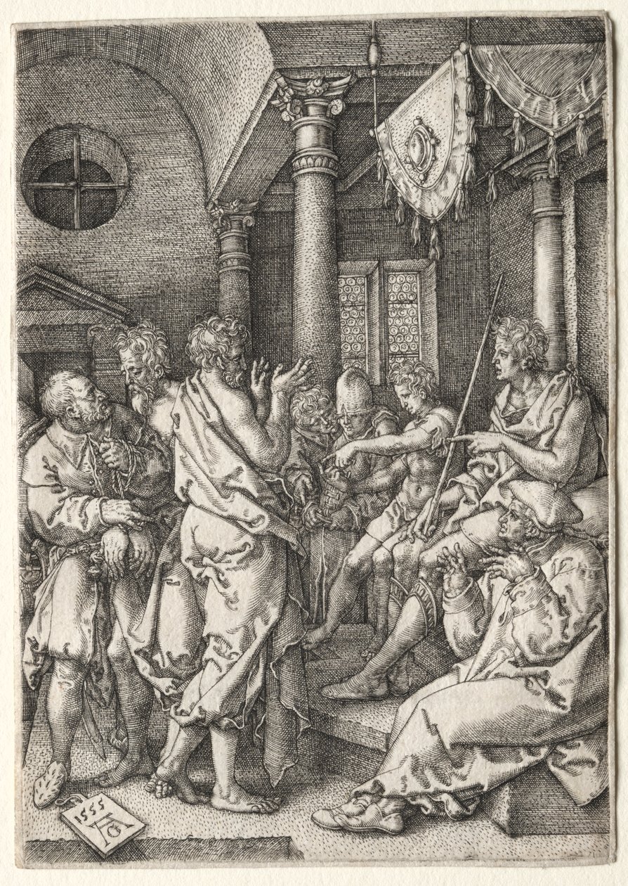 La Historia de Susana: Daniel Interrogando a los Ancianos de Heinrich Aldegrever