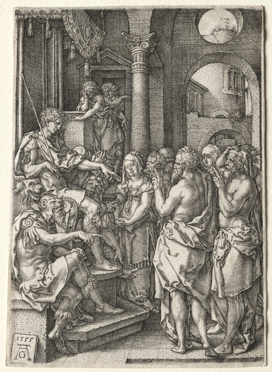 La historia de Susana: Susana acusada de adulterio, 1555 de Heinrich Aldegrever