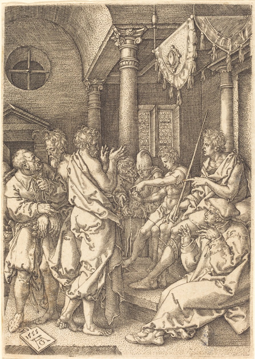 Los Dos Ancianos Condenados por el Testimonio de Daniel, 1555 de Heinrich Aldegrever