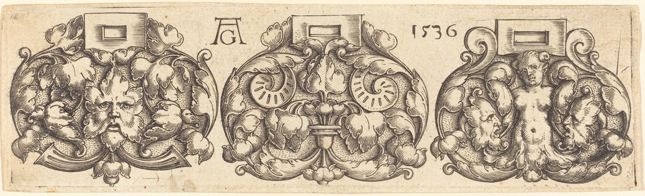 Tres hebillas de cinturones lado a lado, 1536 de Heinrich Aldegrever