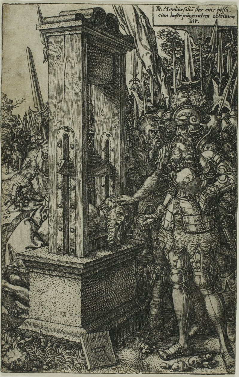 Tito Manlio decapitando a su hijo de Heinrich Aldegrever