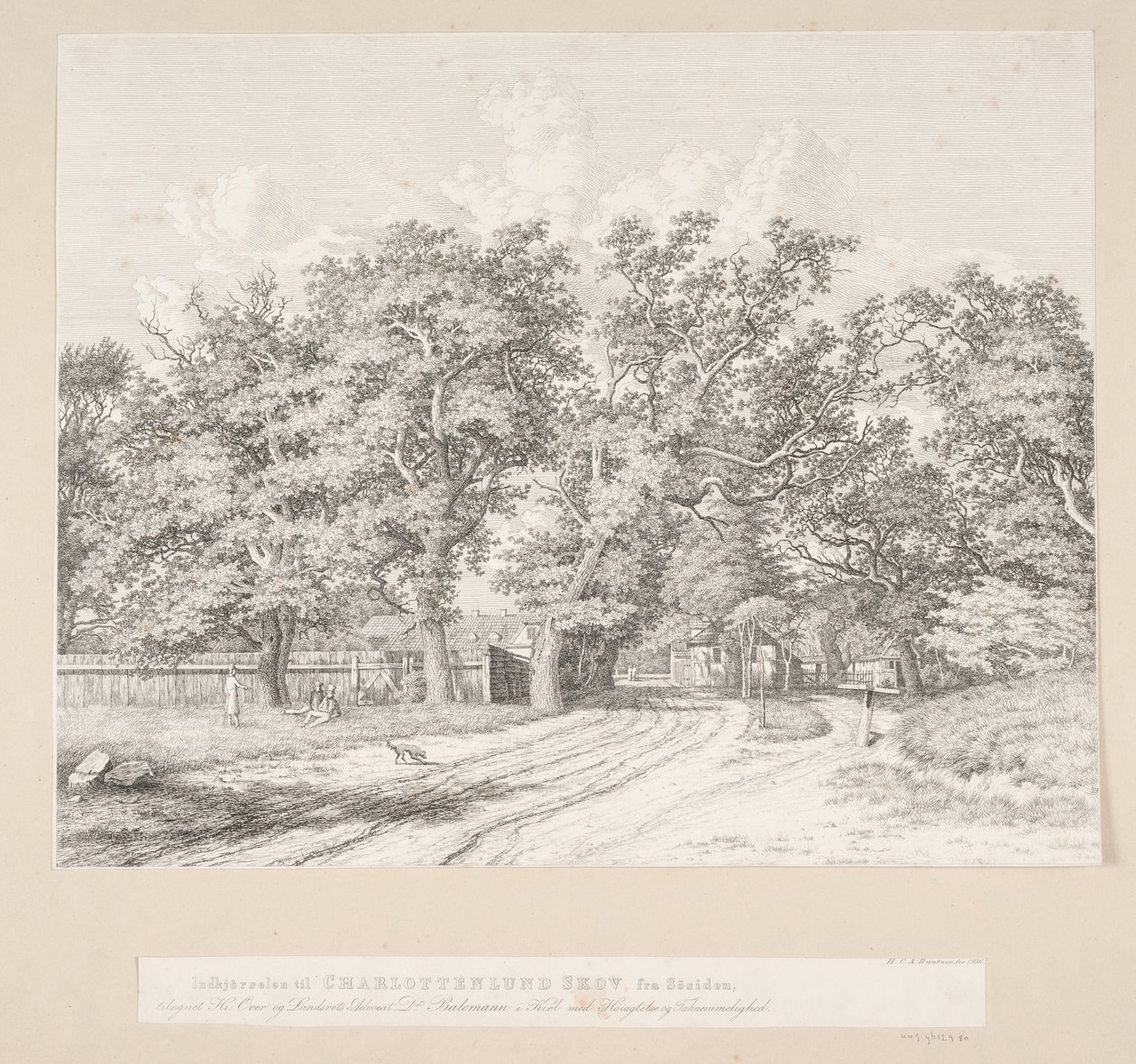 Entrada al bosque de Charlottenlund desde el lado del lago de Heinrich Buntzen