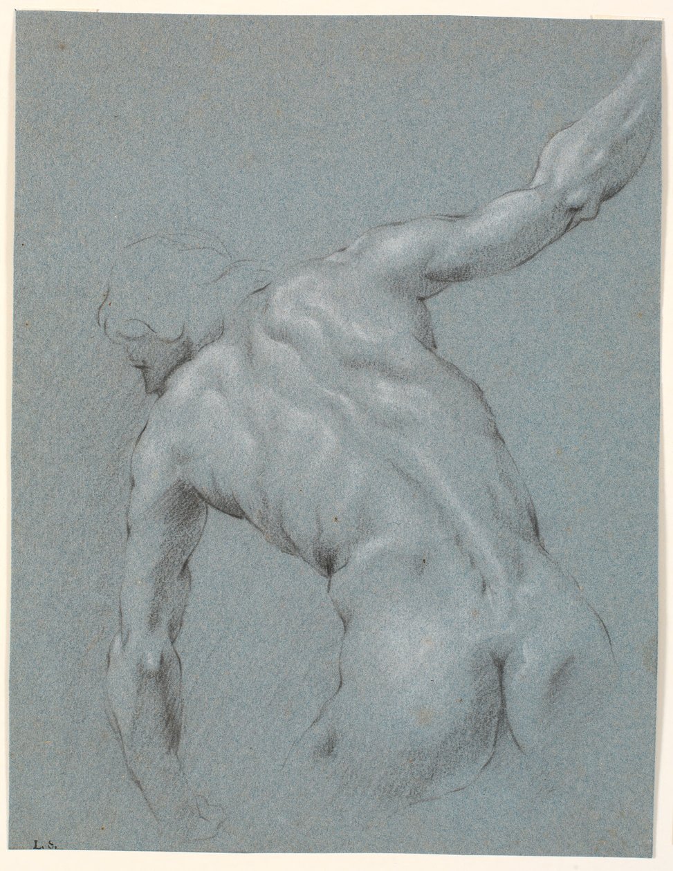 Modelo masculino inclinado hacia adelante, visto desde la espalda de Heinrich Dittmers
