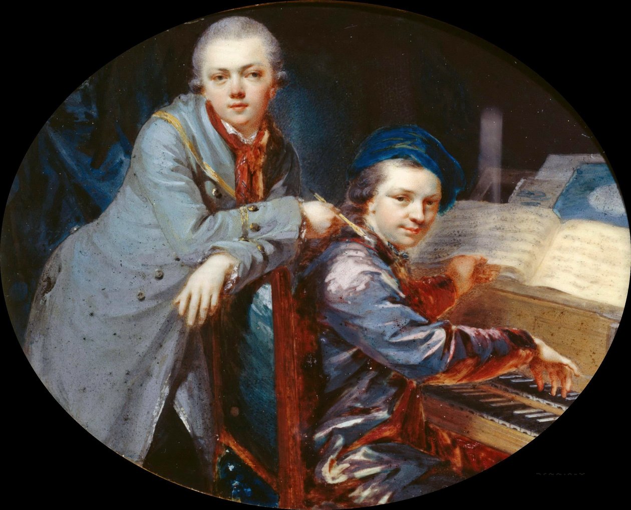 Autorretrato con Gottlieb Christian Füger, hermano del artista, 1768 de Heinrich Friedrich Füger