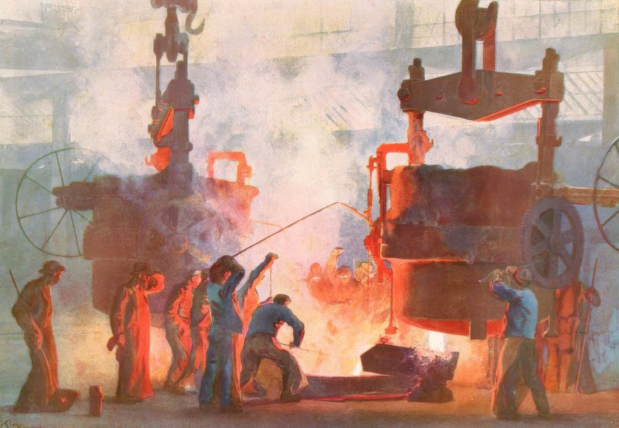 Fundición de acero en Krupp / H. Kley de Heinrich Kley