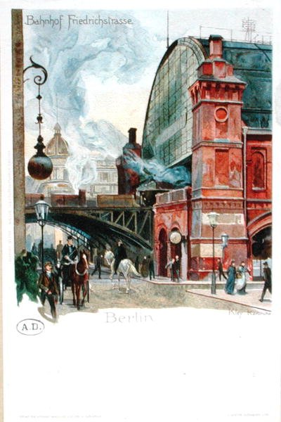 La estación de tren en Friedrichstrasse, Berlín, c.1900 de Heinrich Kley