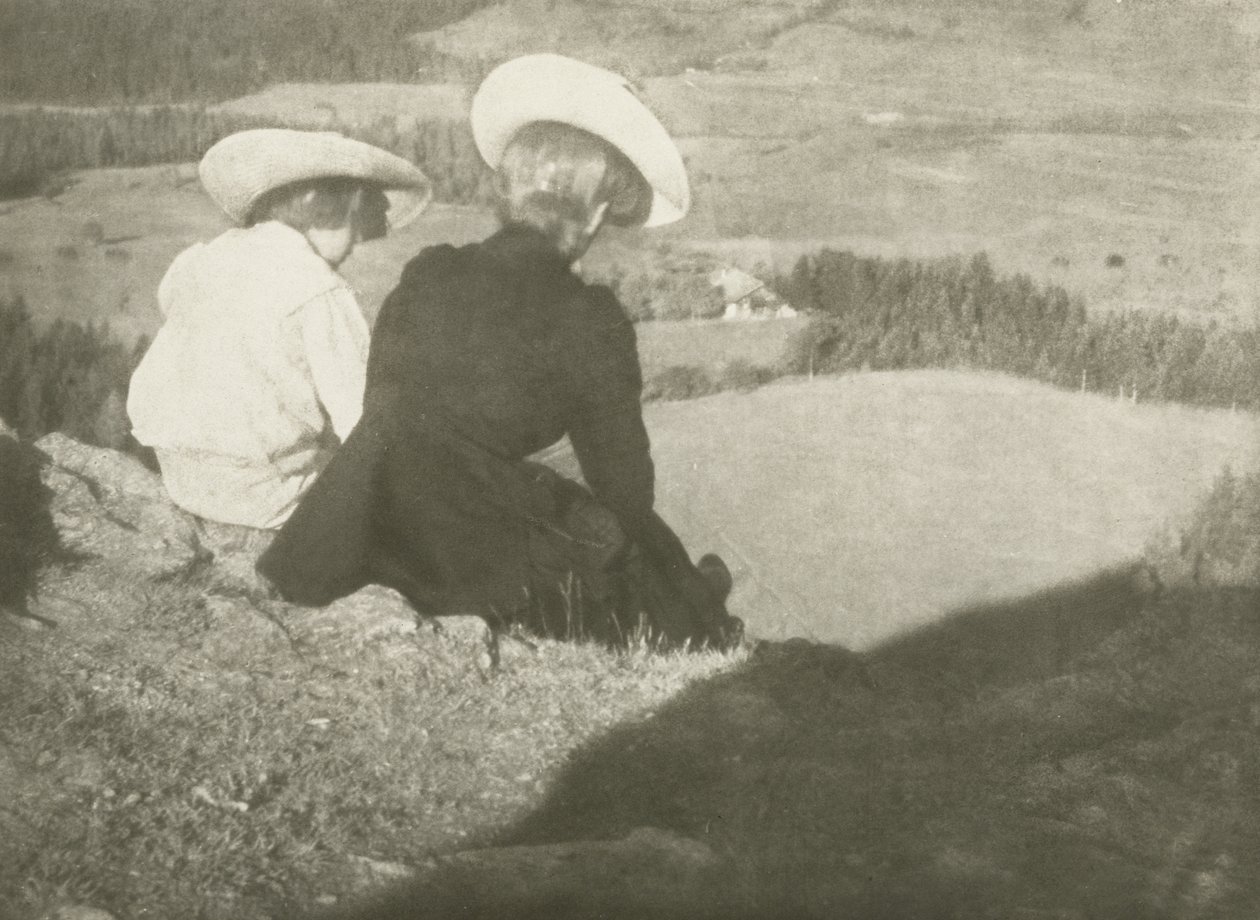 Campos en Birgitz (Hans y Mary sentados) de Heinrich Kuhn