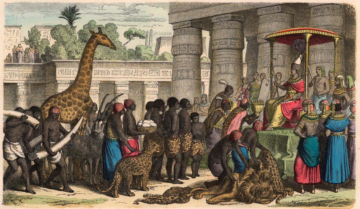 Antiguo Egipto: Los etíopes traen sus tributos ante el Faraón de Heinrich Leutemann