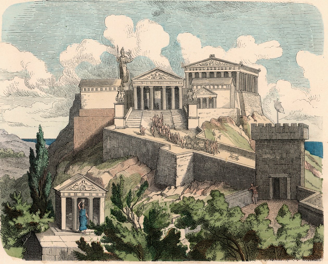 Grecia antigua: Atenas, Acrópolis - Partenón de Heinrich Leutemann