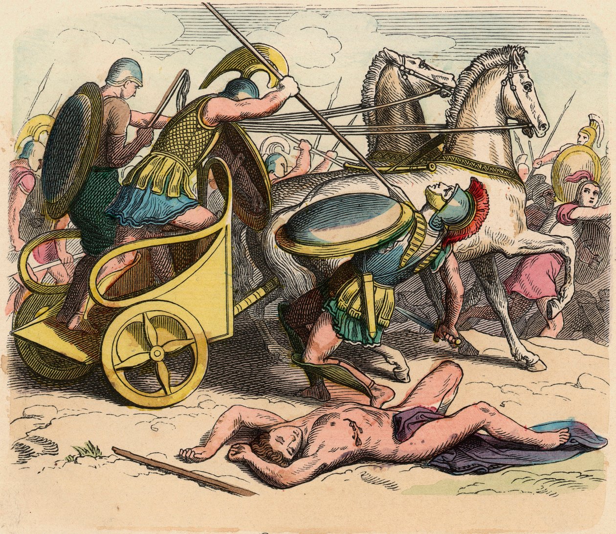 Grecia Antigua: Militar griego, Grecia en la época de los reyes, Carro de guerra de Heinrich Leutemann