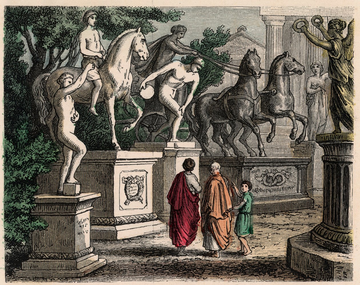 Grecia antigua: Estatuas de campeones olímpicos erigidas en Olimpia, 1866 de Heinrich Leutemann