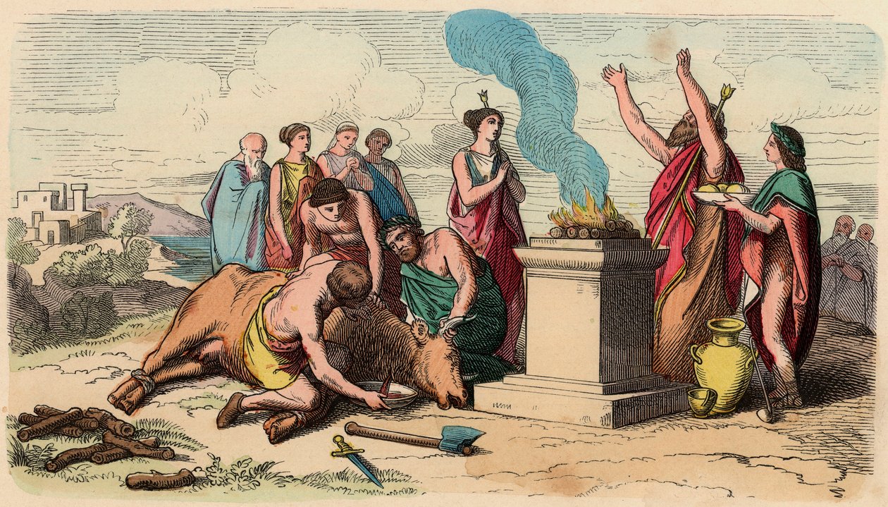 Grecia Antigua: Sacrificio Ritual de Toros - Grecia en la época de los reyes de Heinrich Leutemann