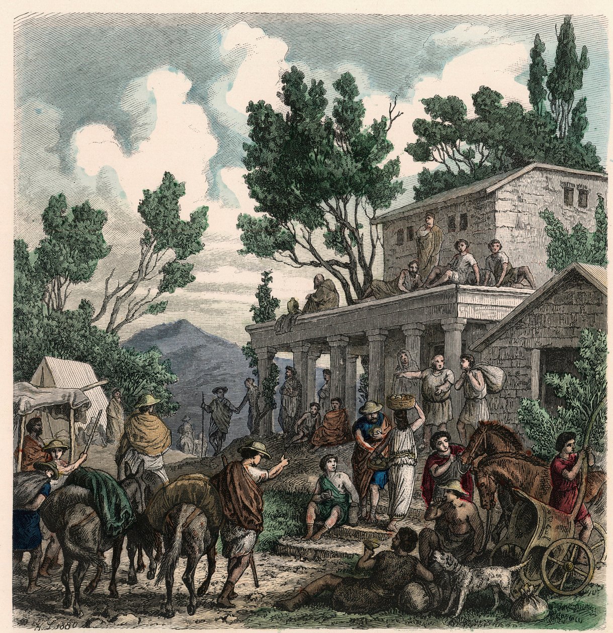 Grecia antigua: El camino a Olimpia en tiempos de los Juegos Olímpicos, 1866 de Heinrich Leutemann