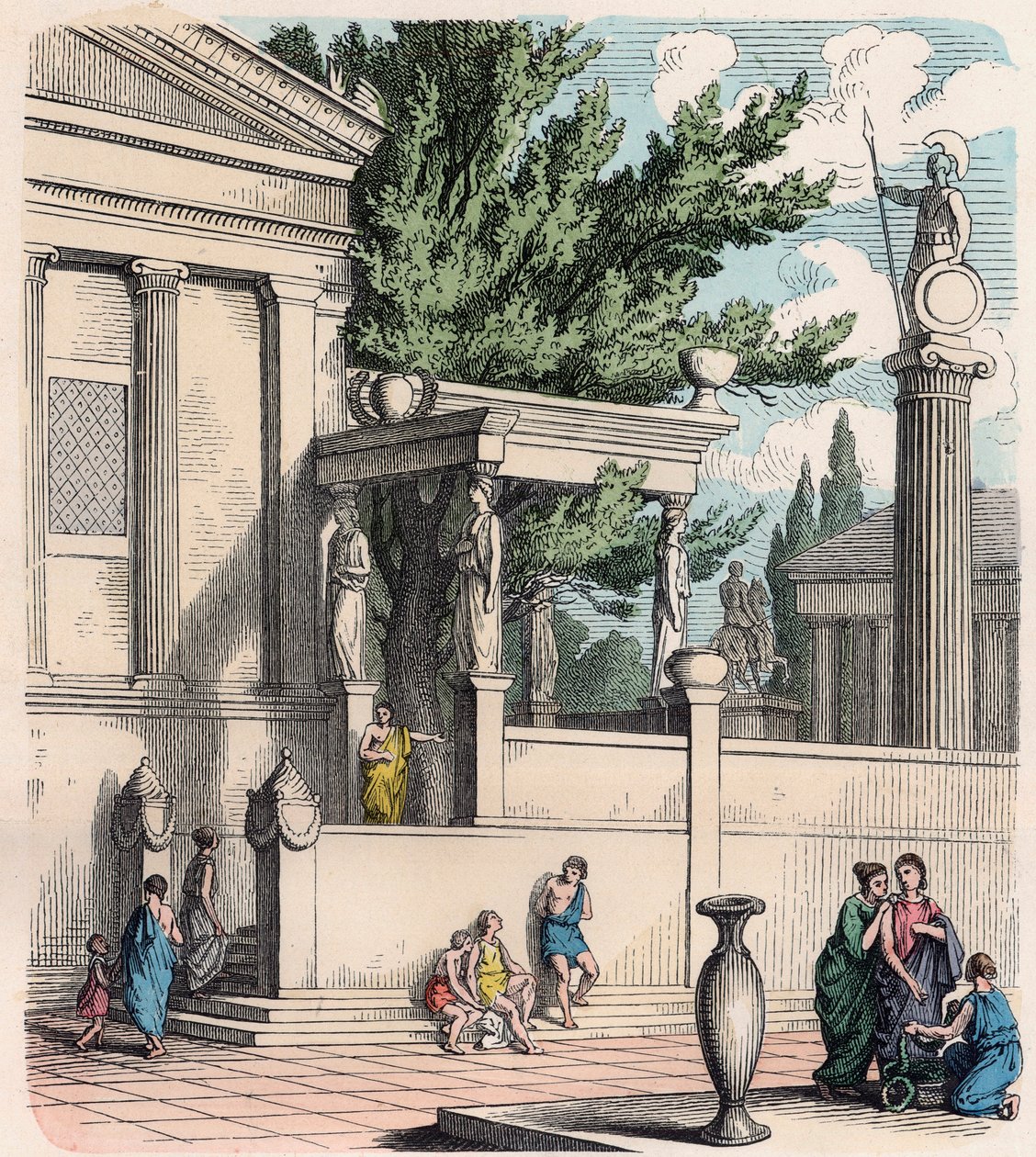 Grecia Antigua: El olivo sagrado en el castillo (Acrópolis) en Atenas de Heinrich Leutemann