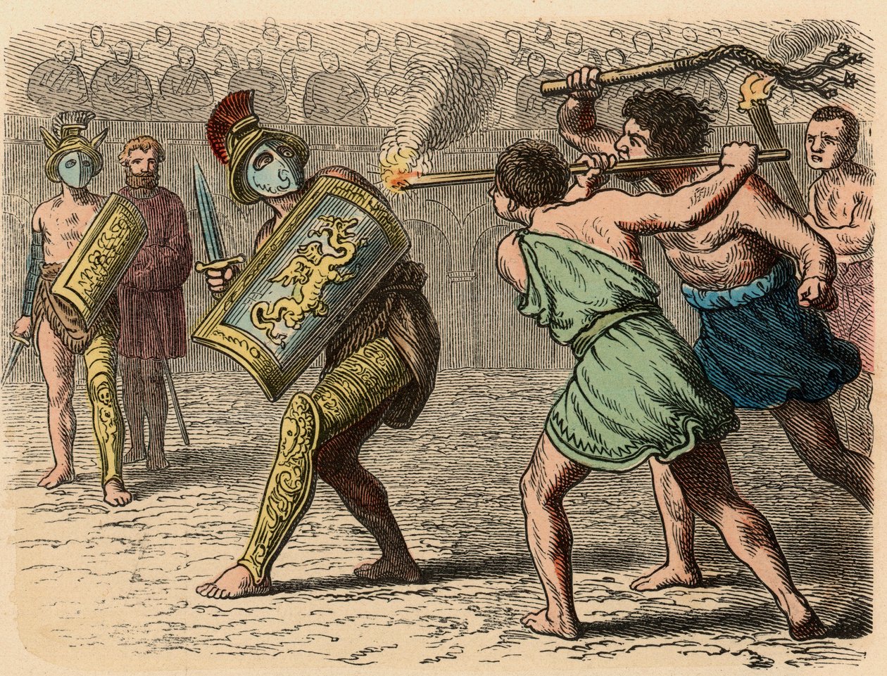 Roma antigua: Un gladiador cobarde en la pelea, 1866 de Heinrich Leutemann