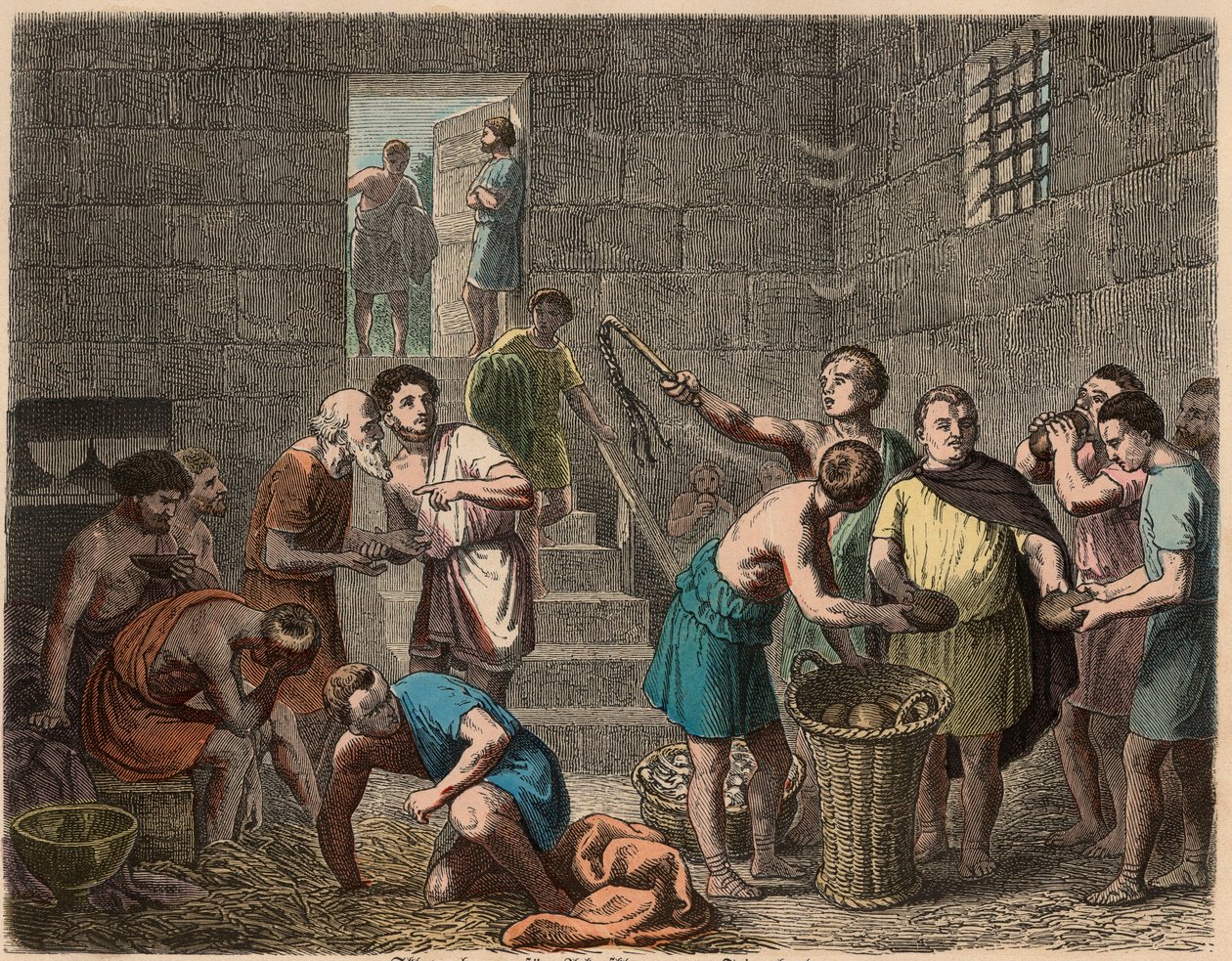 Roma antigua: distribución de alimentos a los esclavos por la noche, 1866 de Heinrich Leutemann