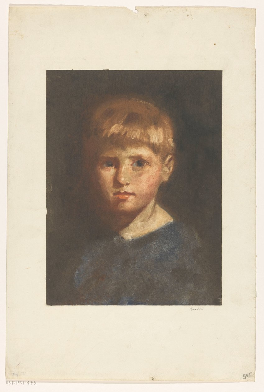 Retrato de un niño desconocido de Heinrich M. Krabbé (signed by artist)