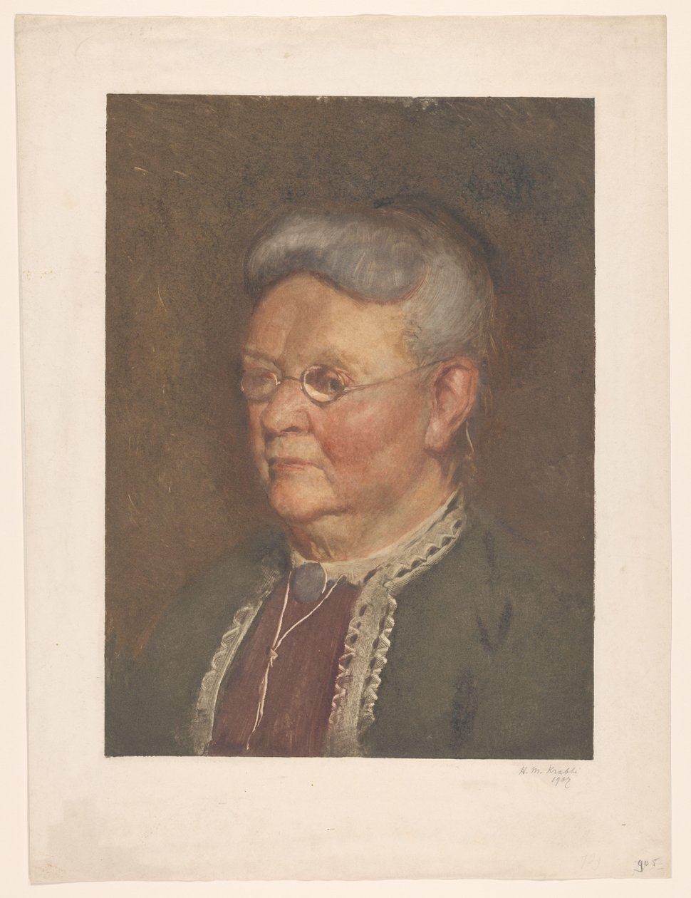Retrato de una anciana de Heinrich M. Krabbé (signed by artist)