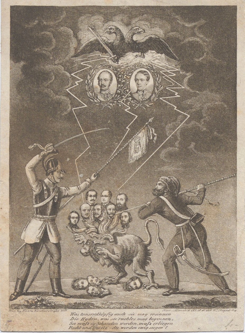 Alegoría de la supresión de la Revolución Húngara en 1849, 1849 de Heinrich Mansfeld