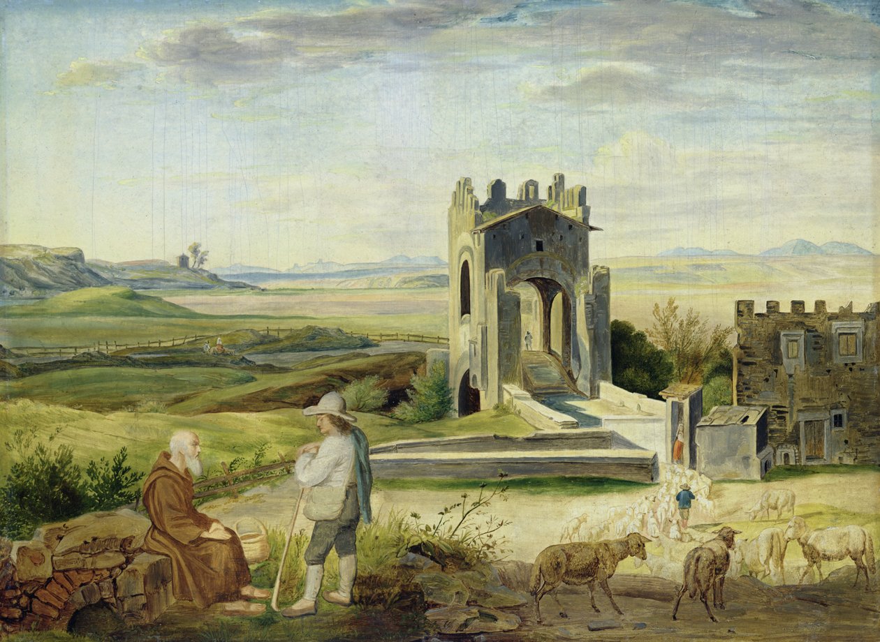 Paisaje de Campagna cerca del Puente Nomentano de Heinrich Maria von Hess