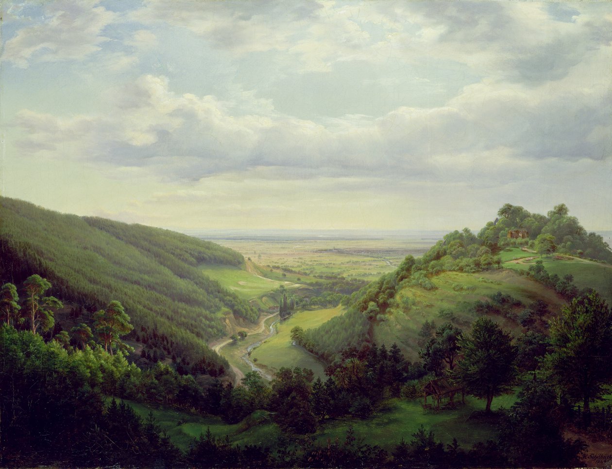 Vista desde el Castillo Heilenberg en Jugenheim en el Rin, 1846 de Heinrich Schilbach