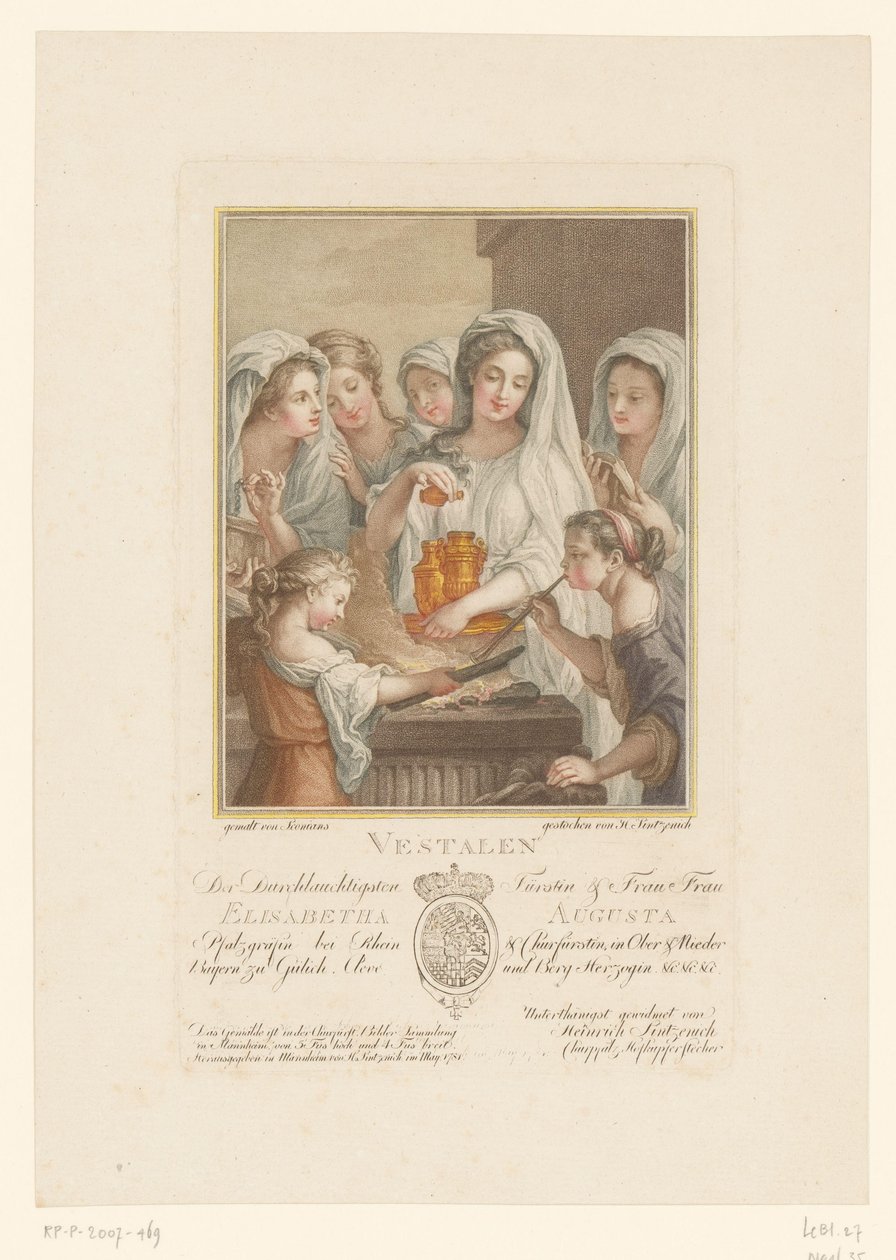 Las Vírgenes Vestales sacrificando en un altar de Heinrich Sintzenich