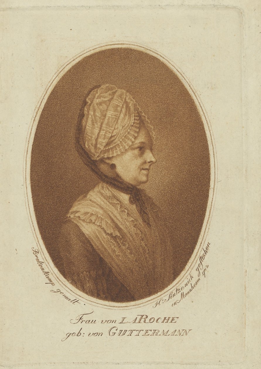 Sophie von La Roche, nacida Gutermann von Gutershofen 1730-1807, 1782 de Heinrich Sintzenich