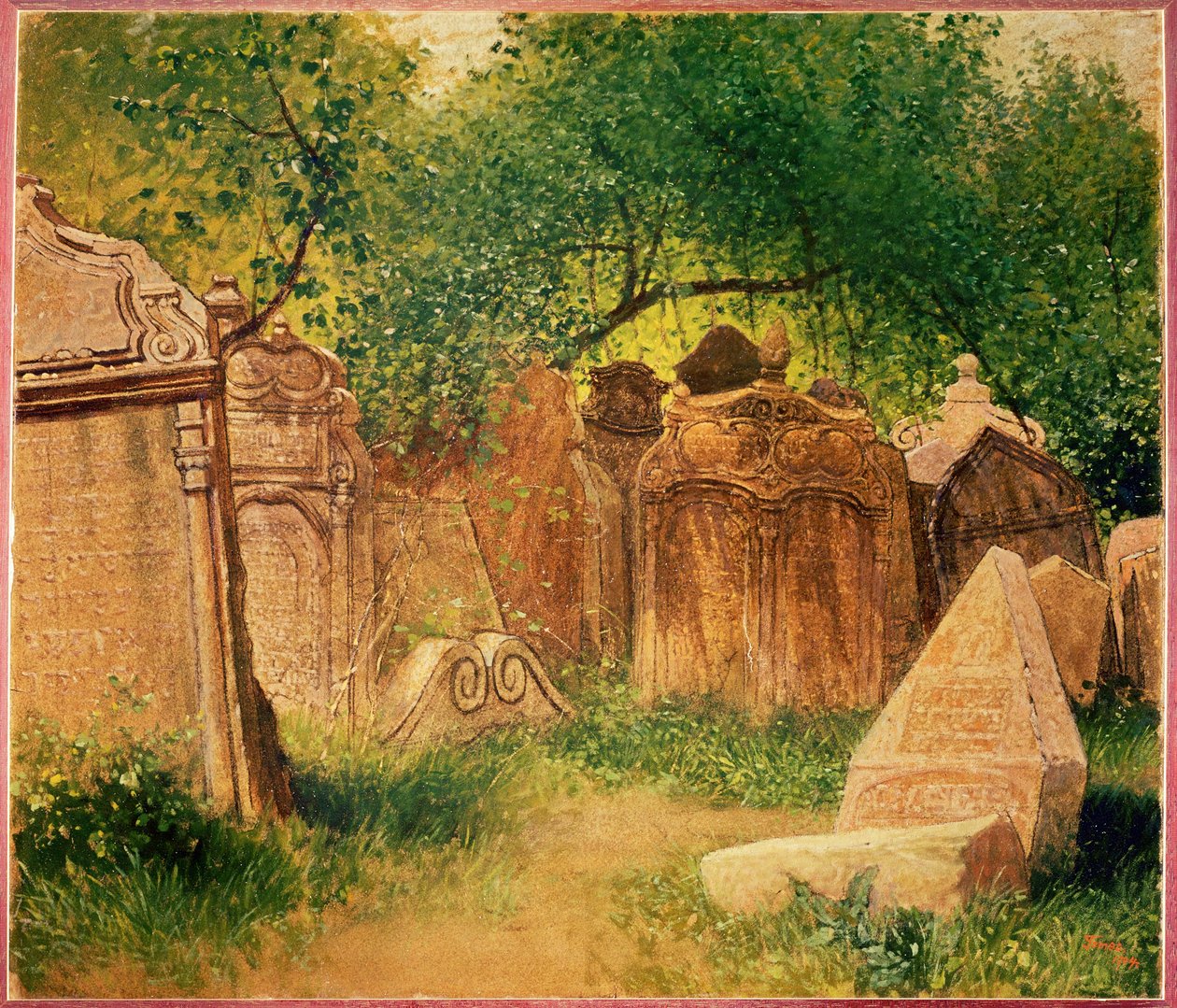 Cementerio judío de Praga ... (óleo sobre lienzo) de Heinrich Tomec