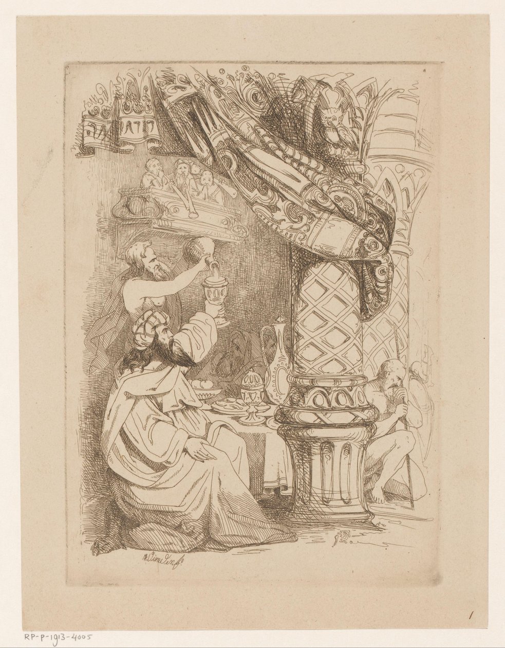 El hombre en un banquete recibe una recarga Gula (Gula) Pecados Capitales y la Caída (título de la serie) de Heinrich Vianden