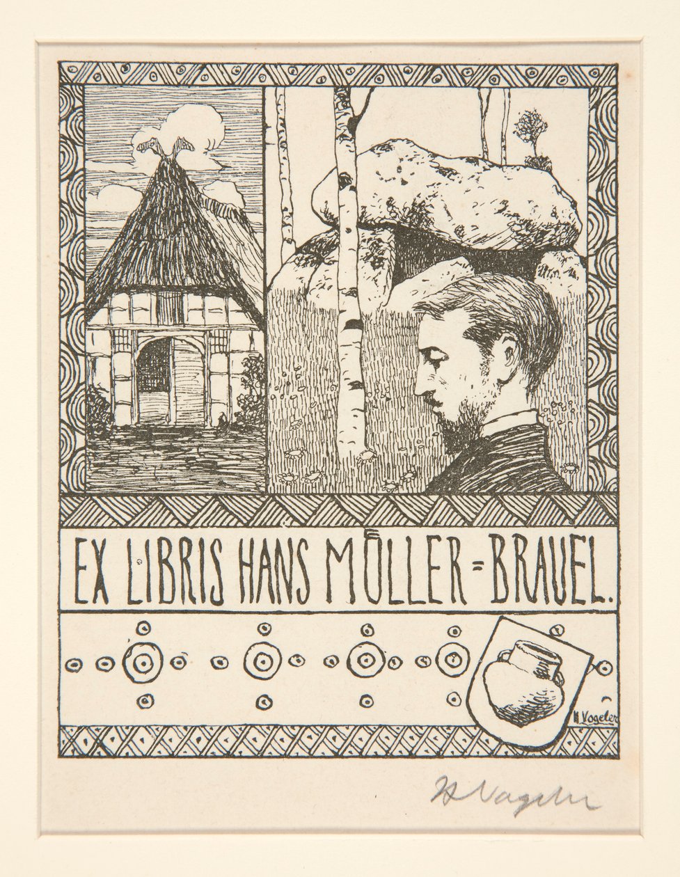 Ex libris: Ex Libris Hans Mueller-Blauel de Heinrich Vogeler